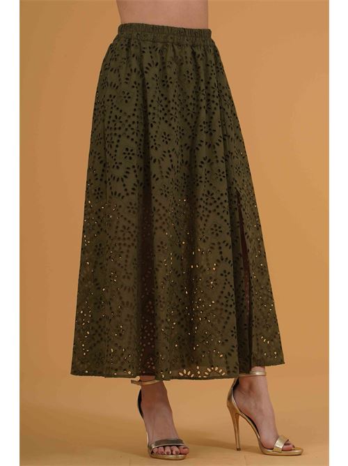 Gonna in pizzo san gallo Clips | G1029751VERDE MILITARE